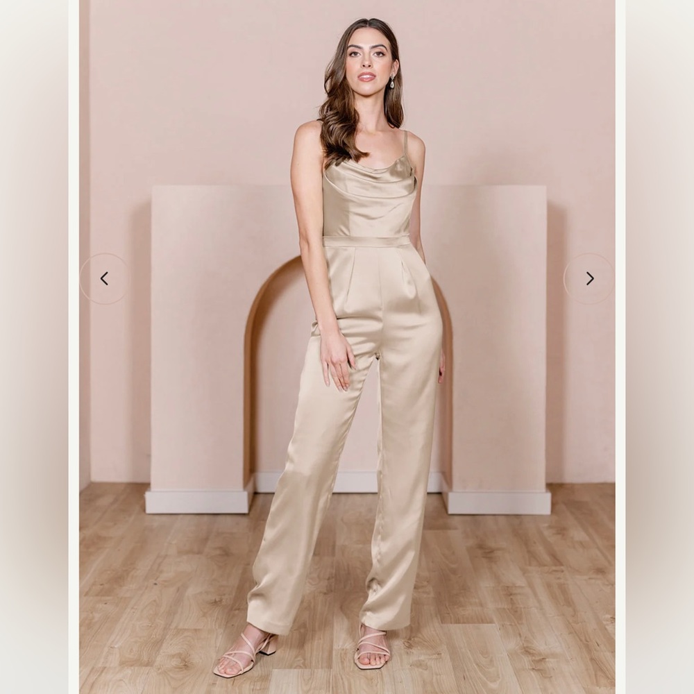 Revelry Satin Parker Jumpsuit Champagne Gold
